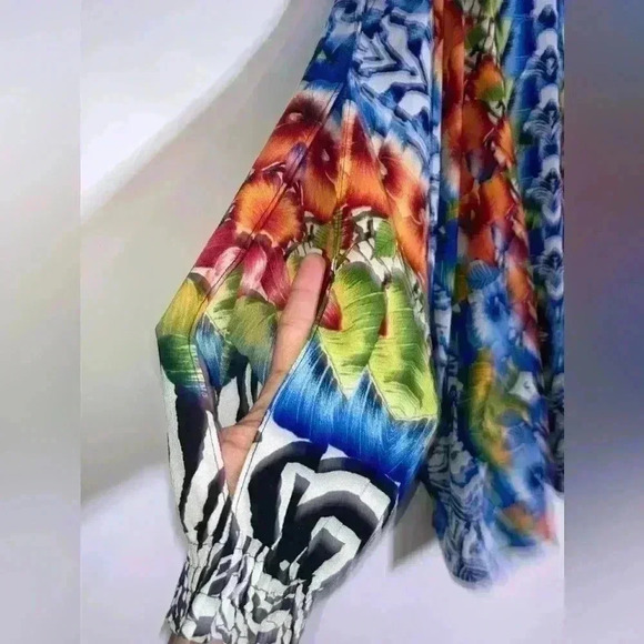 Alberto Makali Kimono Tropical Floral Top Tie Front - Picture 6 of 10